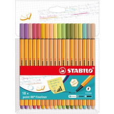 STABILO Tűfilc készlet, 0,4 mm, STABILO  Point 88 , 18 különböző szín filctoll, marker
