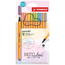  STABILO Tűfilc készlet, 0,4 mm, STABILO &quot;Point 88 Pastellove&quot;, 12 különböző szín filctoll, marker