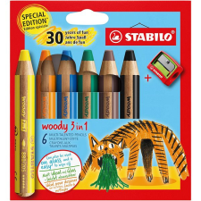 STABILO woody 3 in 1 Anniversary Edition Tigris Színes ceruza, 6 db + hegyező színes ceruza