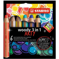 STABILO Woody 3in1 ARTY színes ceruza szett 6db-os színes ceruza