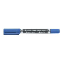 STAEDTLER Alkoholos marker, F/M, 0,6/1,5 mm, kúpos, kétvégű, STAEDTLER "Lumocolor Duo", kék filctoll, marker