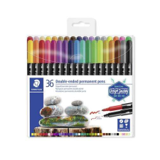 STAEDTLER Alkoholos marker készlet, 0,5/3,0 mm, kétvégű, STAEDTLER &quot;3187&quot;, 36 különböző szín filctoll, marker
