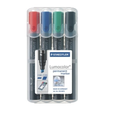 STAEDTLER Alkoholos marker készlet, 2-5 mm, vágott, STAEDTLER &quot;Lumocolor 350&quot;, 4 különböző szín filctoll, marker