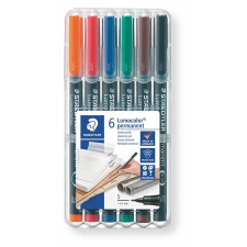 STAEDTLER Alkoholos marker készlet, OHP, 0,4 mm, STAEDTLER &quot;Lumocolor® 313 S&quot;, 6 különböző szín filctoll, marker