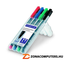 STAEDTLER Alkoholos marker készlet, OHP, 0,6 mm, STAEDTLER "Lumocolor 318 F", 4 különböző szín (TS318WP4) filctoll, marker