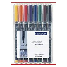 STAEDTLER Alkoholos marker készlet, OHP, 0,6 mm, STAEDTLER "Lumocolor 318 F", 8 különböző szín filctoll, marker