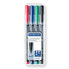  STAEDTLER Alkoholos marker készlet, OHP, 1 mm, STAEDTLER &quot;Lumocolor® 317 M&quot;, 4 különböző szín filctoll, marker