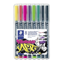 STAEDTLER Alkoholos marker készlet, STAEDTLER &quot;Lumocolor Permanent ART&quot;, 8 különböző szín és vastagság filctoll, marker