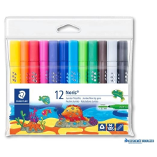 STAEDTLER Filctoll készlet, 3 mm, háromszögletű, kimosható, STAEDTLER "Noris® jumbo 328-B", 12 különböző szín filctoll, marker