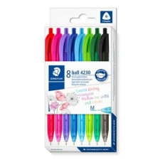 STAEDTLER Golyóstoll, 0,5 mm, nyomógombos, STAEDTLER® "4230 M", 8 különböző szín toll