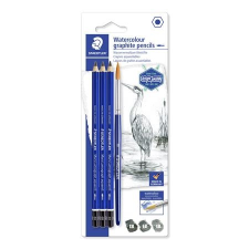 STAEDTLER Grafitceruza készlet, akvarell, ecsettel, hatszögletű, STAEDTLER Design Journey Lumograph , 3 különböző keményésg ceruza