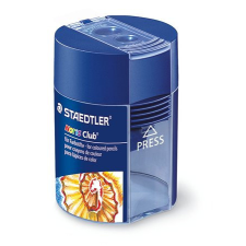 STAEDTLER Hegyező, kétlyukú, tartályos, STAEDTLER &quot;Noris 512 F&quot;, kék hegyező