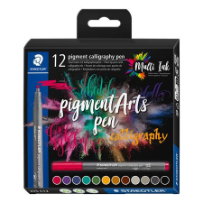 STAEDTLER Kalligrafikus rostirón készlet, 2 mm, STAEDTLER &quot;Pigment 375&quot;, 12 különböző szín filctoll, marker