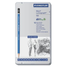 STAEDTLER "Mars Lumograph" 12 különböző keménység fém doboz hatszögletű Grafitceruza készlet ceruza