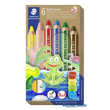 STAEDTLER Noris junior jumbo 3in1, 6 szín + hegyező színes ceruza
