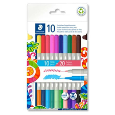STAEDTLER Rostirón készlet, 1/3 mm, kétvégű, STAEDTLER® 3280, 20 különböző szín (TS3280C10) filctoll, marker