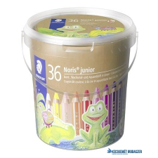 STAEDTLER Színes ceruza készlet, 3 in 1, hatszögletű, félhosszú, vastag, ajándék 3 db hegyezővel, vödörben, STAEDTLER "Noris Junio színes ceruza