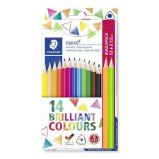 STAEDTLER Színes ceruza készlet, háromszögletű, ajándék 2 db színes ceruzával, STAEDTLER Ergo Soft, 14 különböző szín (TS157C14P1) ceruza