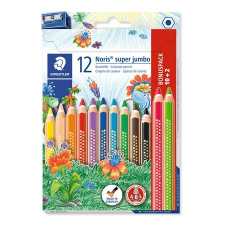 STAEDTLER Színes ceruza készlet, háromszögletű, vastag, hegyezővel,  "Noris Jumbo", 10+2 különböző szín színes ceruza