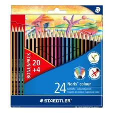 STAEDTLER Színes ceruza készlet, hatszögletű, "Noris Colour", 20+4 különböző szín színes ceruza