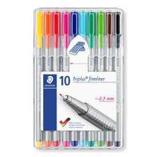 STAEDTLER Tűfilc készlet, 0,3 mm, STAEDTLER "Triplus 334", 10 különböző szín filctoll, marker