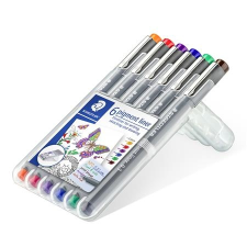 STAEDTLER Tusfilc készlet, 0,3 mm, , "Pigment Liner", 6 különböző szín filctoll, marker