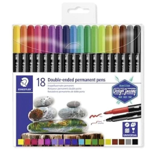 STAEDTLER "Twin-tip" tartós filctollak, 18 szín, 0,4/2,0 mm, kétoldalas filctoll, marker