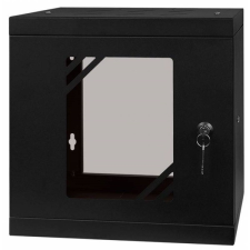 STALFLEX RC10-6U-300GB 10&quot; 6U 300 mm mély lapraszerelt fekete üveg ajtós fali rack szekrény egyéb hálózati eszköz