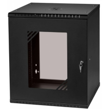 STALFLEX RC19-12U-450GB 19" 12U 450 mm mély lapraszerelt fekete üveg ajtós fali rack szekrény egyéb hálózati eszköz