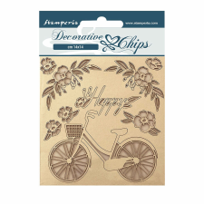 Stamperia Chipboard 14cm x 14cm - Create Happiness Welcome Home bicycle dekorációs kellék