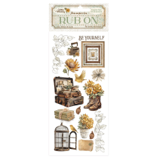 Stamperia Golden Harmony Kaparós matrica Suitcase and cage Rub-On (1 ív) matrica