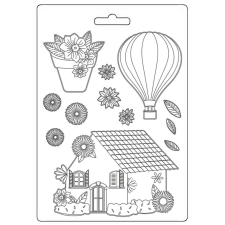Stamperia Lágy PVC nyomóforma A5 - Create Happiness Welcome Home, house dekorációs kellék