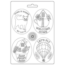 Stamperia Lágy PVC nyomóforma A5 - Create Happiness Welcome Home, plates dekorációs kellék
