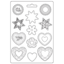 Stamperia Öntőforma A4 - Blue Land - stars and hearts - Soft Mould (1 db) gyertyaöntő forma