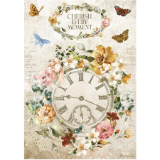 Stamperia Rizspapír A4, Garden of Promises - óra / Stamperia Rice Paper (1 ív) decoupage papír