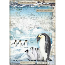 Stamperia Rizspapír A4, Stamperia Rice Paper / Penguins - (1 lap) decoupage papír
