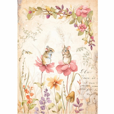 Stamperia Rizspapír A/4 erdei egerek és virágok dekorációs kellék