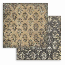 Stamperia Scrapbook kétoldalas papír - Sir Vagabond in Fantasy World ochre wallpaper dekorációs kellék