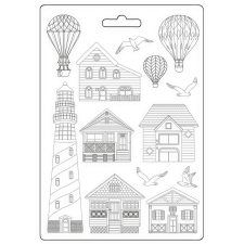 Stamperia Sea Land Öntőforma A4 Houses and lighthouse Soft Mould (1 db) gyertyaöntő forma