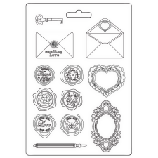 Stamperia Shabby Rose Öntőforma A5 Letters ans Seals Soft Mould (1 db) gyertyaöntő forma
