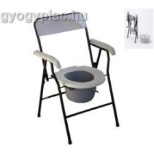 Standard összecsukható szoba wc fedeles vödörrel, fém váz, műanyag ülőke gyógyhatású készítmény
