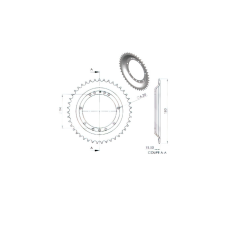 Standard Parts Hátsó lánckerék 43 fogas Peugeot 103 SL (d.94mm) lánc, láncszett
