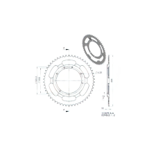 Standard Parts Hátsó lánckerék 54 fogas MBK 68 / 88 / 89 (d.110mm) lánc, láncszett