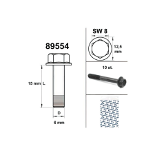 Standard Parts Motorcsavar csavarkulcs méret 8 M6x15 fekete (10 db) egyéb motorkerékpár alkatrész
