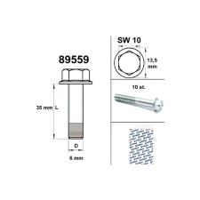 Standard Parts Motorcsavar kulcs mérete 10 M6x35 ezüst (10 db) egyéb motorkerékpár alkatrész