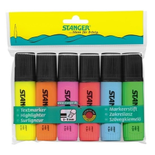 Stanger szövegkiemelő vegyes színek, lapos test, nagy tartályos 1-4mm 6db-os készlet filctoll, marker