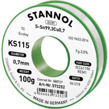 Stannol Forrasztóhuzal, ólommentes, 100 g, 0,7 mm, 3,0%, KS115 (574004) forrasztási tartozék