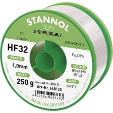 Stannol HF32 3500 Forrasztóón, ólommentes Tekercs Sn99.3Cu0.7 250 g 1 mm (648107) forrasztási tartozék