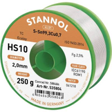 Stannol HS10 2510 Forrasztóón, ólommentes Tekercs Sn99.3Cu0.7 250 g 2 mm (535769) forrasztási tartozék