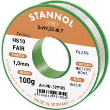 Stannol Ólommentes forrasztóhuzal Sn99.3Cu0.7 100 g 1 mm Stannol HS10-Fair (599105) forrasztási tartozék